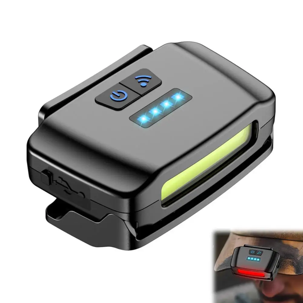 مصباح أمامي LED قابل للشحن عبر USB مع مستشعر ضوئي، إضاءة حمراء للصيد في الهواء الطلق، مصباح محمول فائق السطوع للقبعات