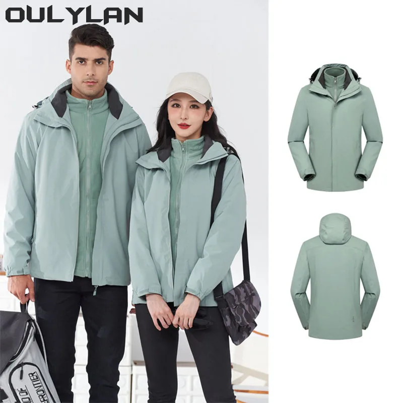 

Oulylan 3 in 1 Camping Hiking Jacket Women Men Autumn Outdoor Sports Coats Climbing Trekking Windbreaker Waterproof Jackets