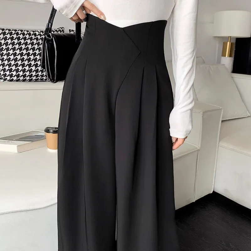 576905-e98f65.jpg Draping Wide-Leg Suit Pants Women's Spring and Autumn New High Waist Straight Bud-Shaped Pants Small Casual Mop Pants - Image 1