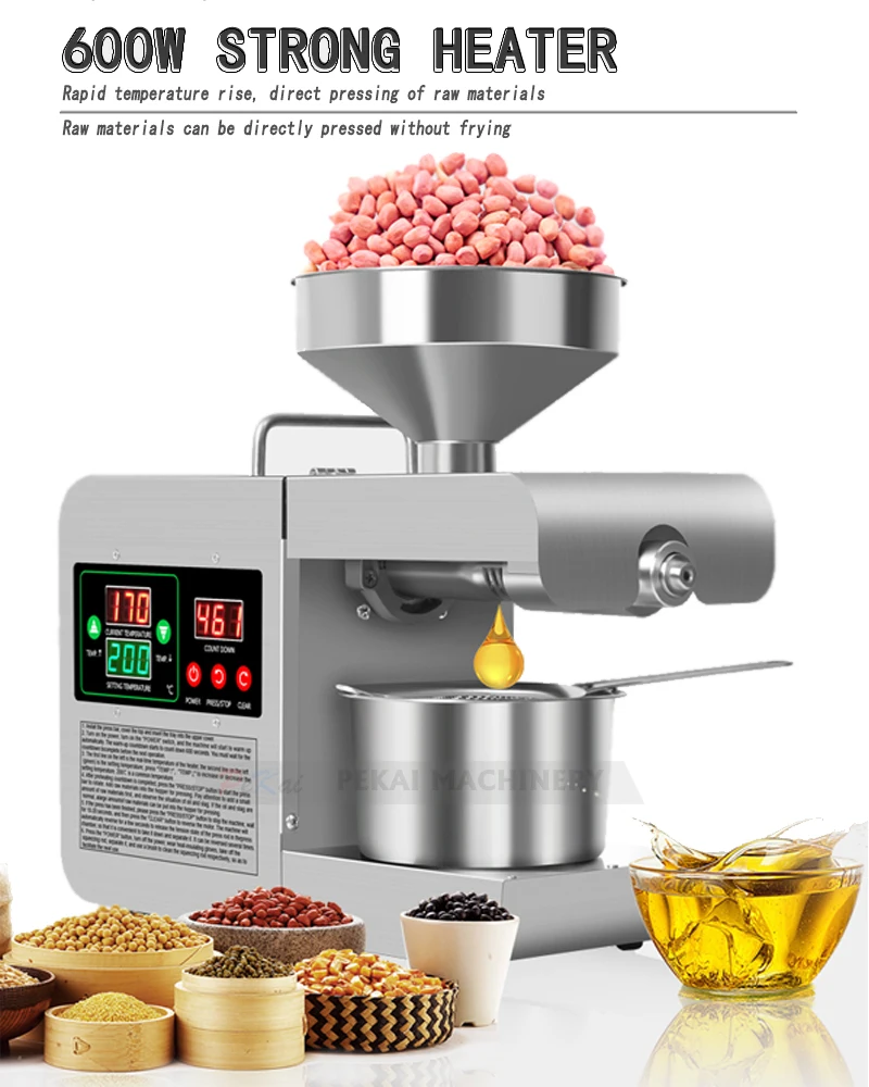 X8S Automatic Oil Press Machine Household Stainless Steel Hot Cold Oil Extraction Temperature Control