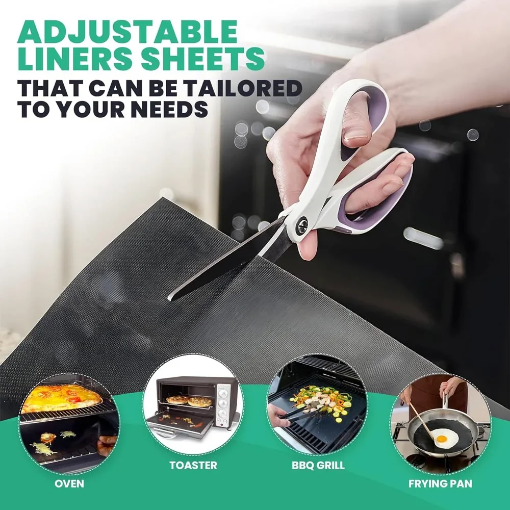 Oven Liners for Bottom of Electric Gas Oven Reusable Non-Stick Teflon Protector Mat Heat Resistant 33X40cm oven liners