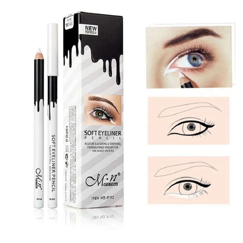 Menow Waterproof and Soft White Eyeliner Pencil For Microblading Pmu Semi-Permanent Makeup Eye Silkworm Brighten Eye Liner Pen