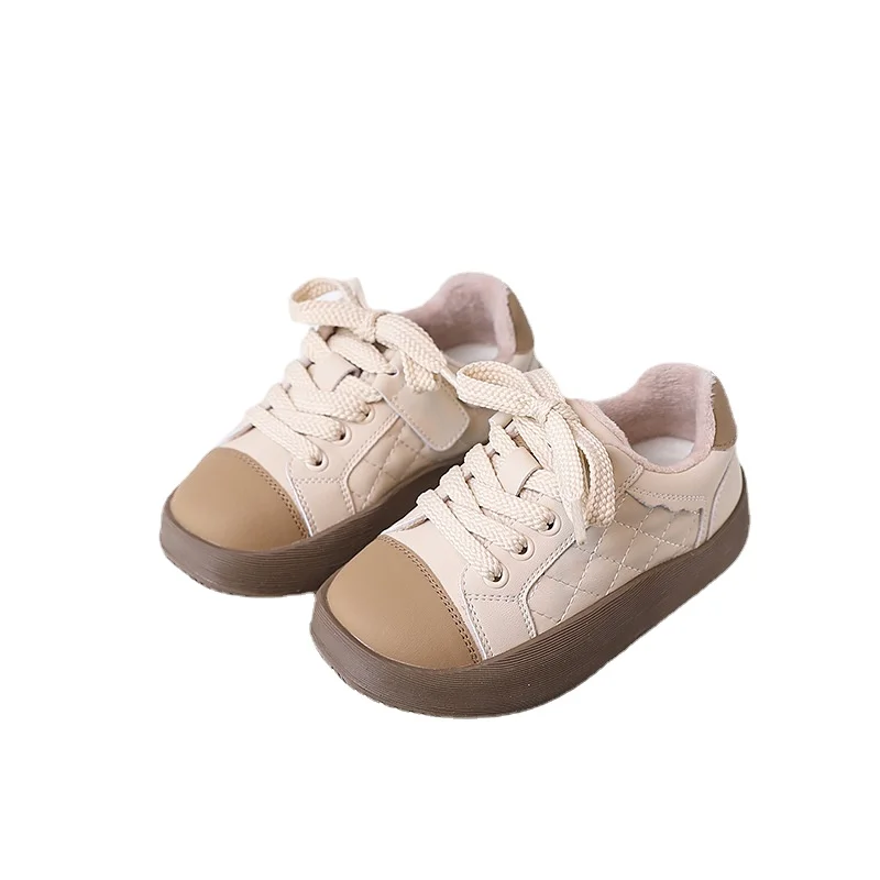 

Kids Plus Fleece Winter Shoes Flat Shoes Boys Low Top Sneakers Girls Low Top Shoes