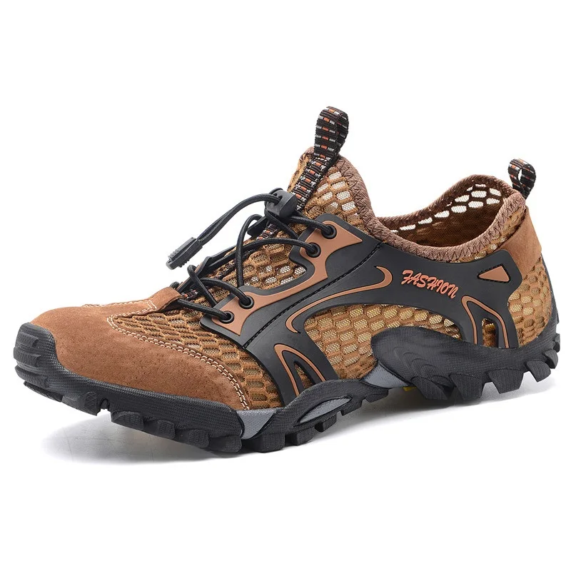 Artificial Leather Men Outdoor Casual Shoes Mesh Breathable Patchwork Shoes Man Sneakers Male Walking Footwear Big Size 39-50