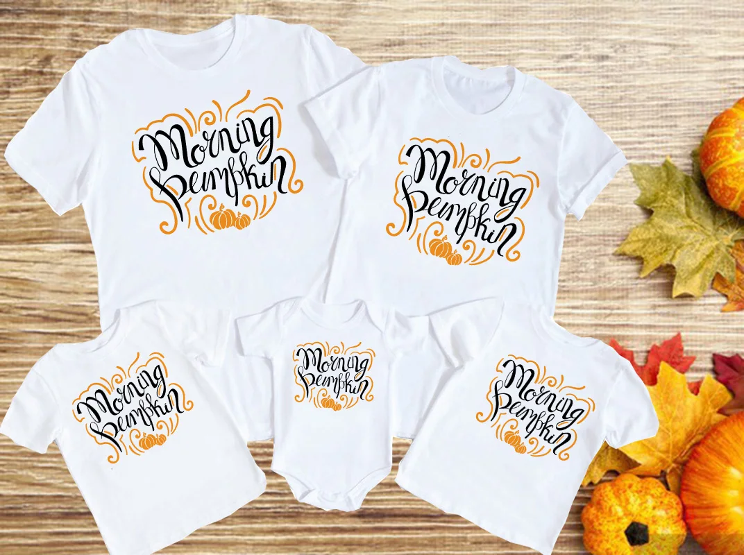 

Thanksgiving pumpkins printed Family Matching Outfits Daddy Mom Kids T-shirt Baby Bodysuit Family Look Clothes Thanksgiving gift