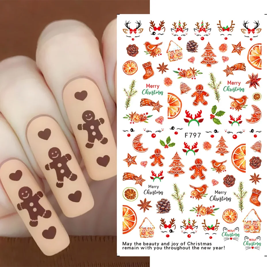 Nail Stickers Winter Christmas Snowflake Magpie Bird 3D Slider Leaf Halloween New Year Design Decoration Manicure Trend Foil nail stickers nail art decoration nail decals