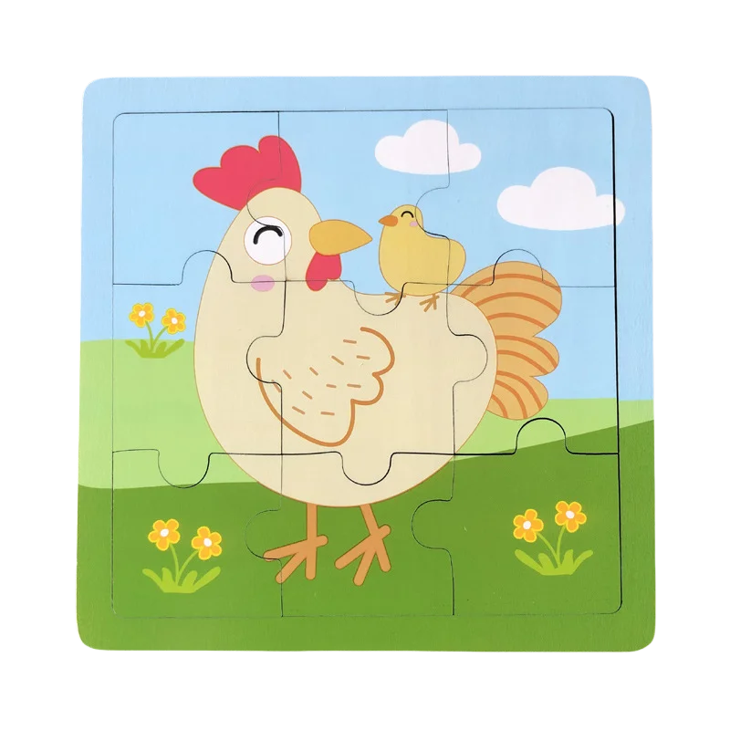 Enhanced Wooden Puzzle Set for Toddlers - Cartoon Animals & Vehicles Educational Toy