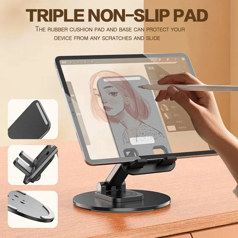 Supporto Girevole 360 Gradi Supporto Per Cellulare E Tablet Pieghevole - Regolabile, Base 360°, Antiscivolo Porta Tablet - Foto 5