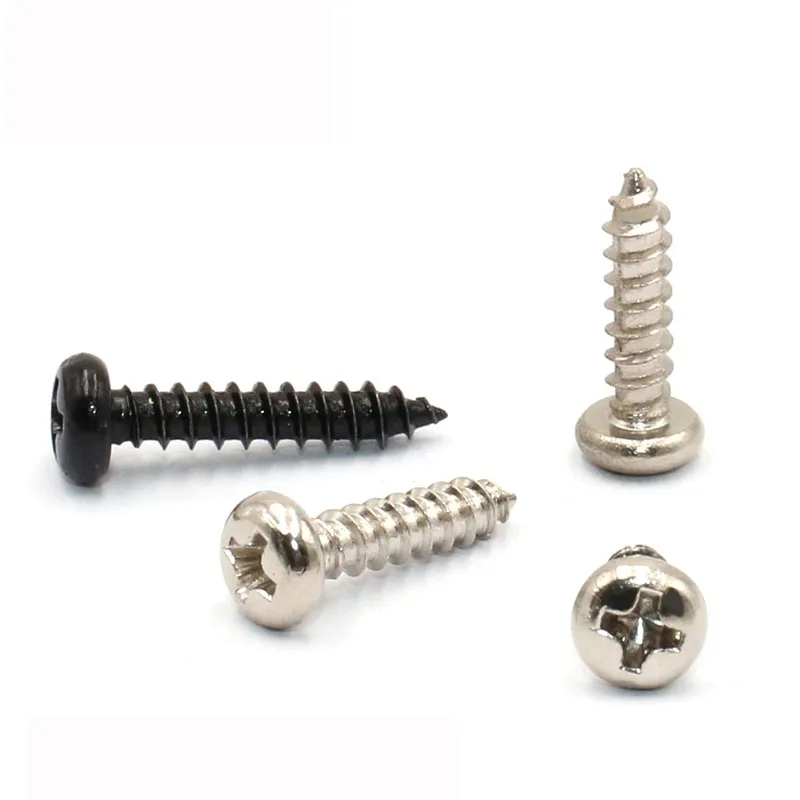 100 Pz/Lotto Pa4/5*10/12/16/25/30/35Mm Mini Micro Phillips Piatto Svasato Croce Rotonda Testa Bombata Viti Autofilettanti Per Legno Bulloni