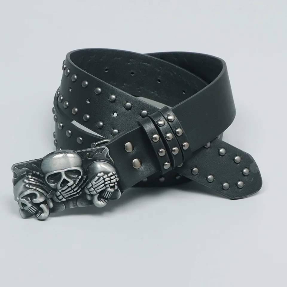 小物 skull buckle black leather belt Y2K punk 小物 skull buckle black leather belt Y2K punk Amazon.com