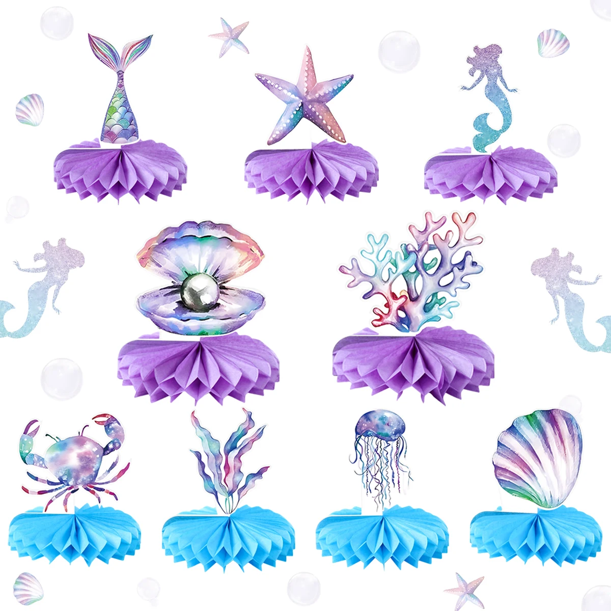 Party Supplies Little Mermaid Party Decoration Mermaid Disposable Tableware Happy 1st Birthday Party Decorations Kids Baby Shower Girl Supplies