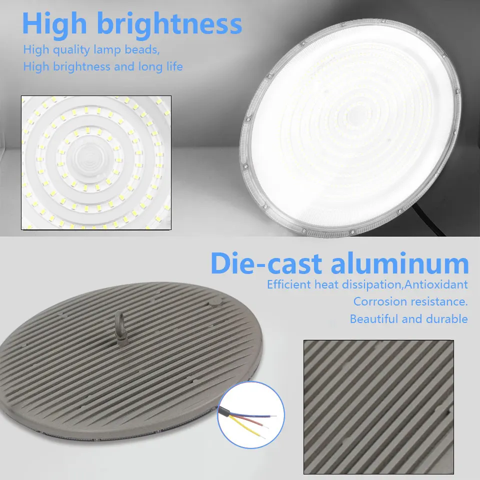 Super Bright High Bay 150W/200W/300W/400W AC85-265V LED Industrial Lighting Market Warehouse Garage Gym Factory Workshop Lamp