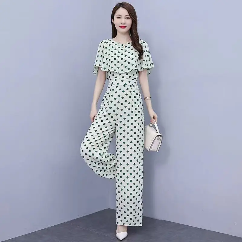 advanced-and-fashionable-polka-dot-chiffon-wide-leg-jumpsuit-set-for-women's-summer-2023-new-temperament-goddess-style-jumpsuit