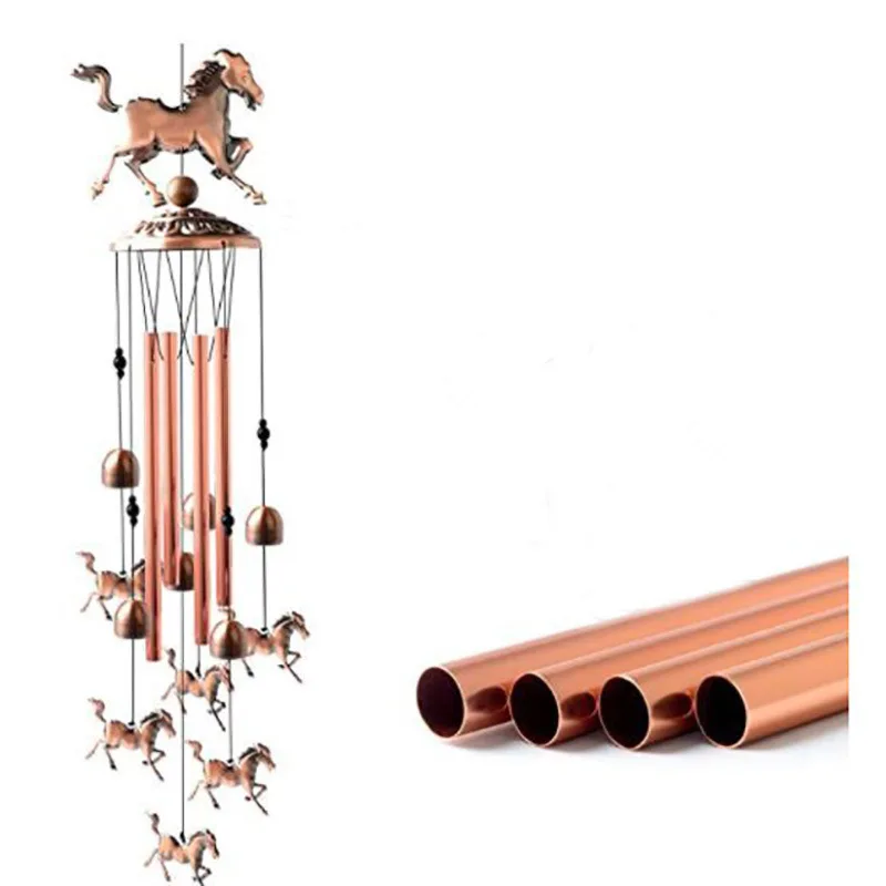 Retro Metal Red Bronze Wind Chime Hanging Ornaments Garden Courtyard Bell Wind Chimes Decorative Animal Hanging Accessories