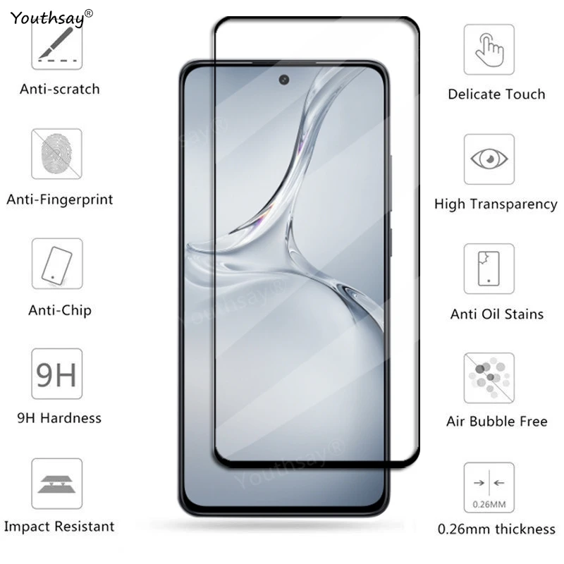 Premium Full Cover Tempered Glass Screen Protector with Phone Lens Film
