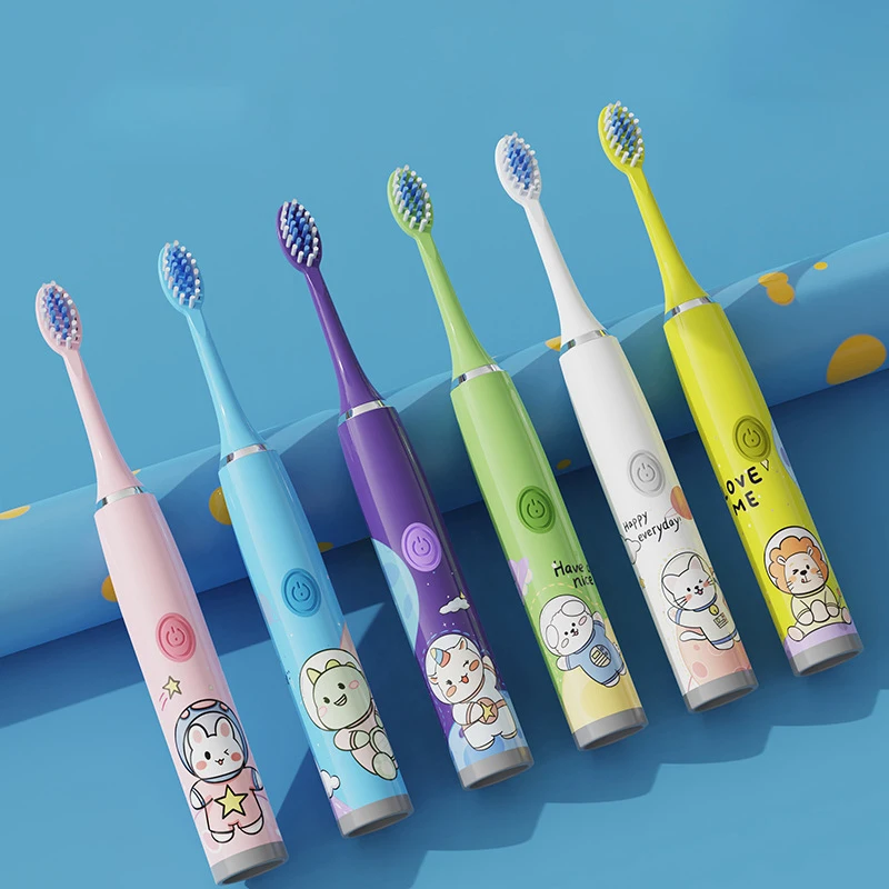 

Children's Electric Sonic Toothbrush Rechargeable 5 Modes Colorful Cartoon With Replacement Heads Ultrasonic Soft Hair for Kids