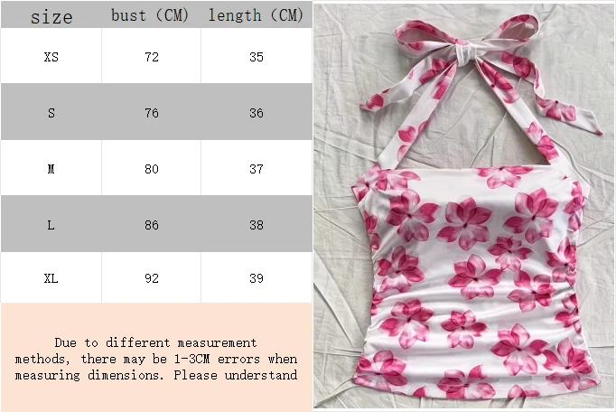 Women's summer short top, pink floral camisole vest, suitable for vacation style girls Se38d6e39176f4e09bf855489fa4ae17d6