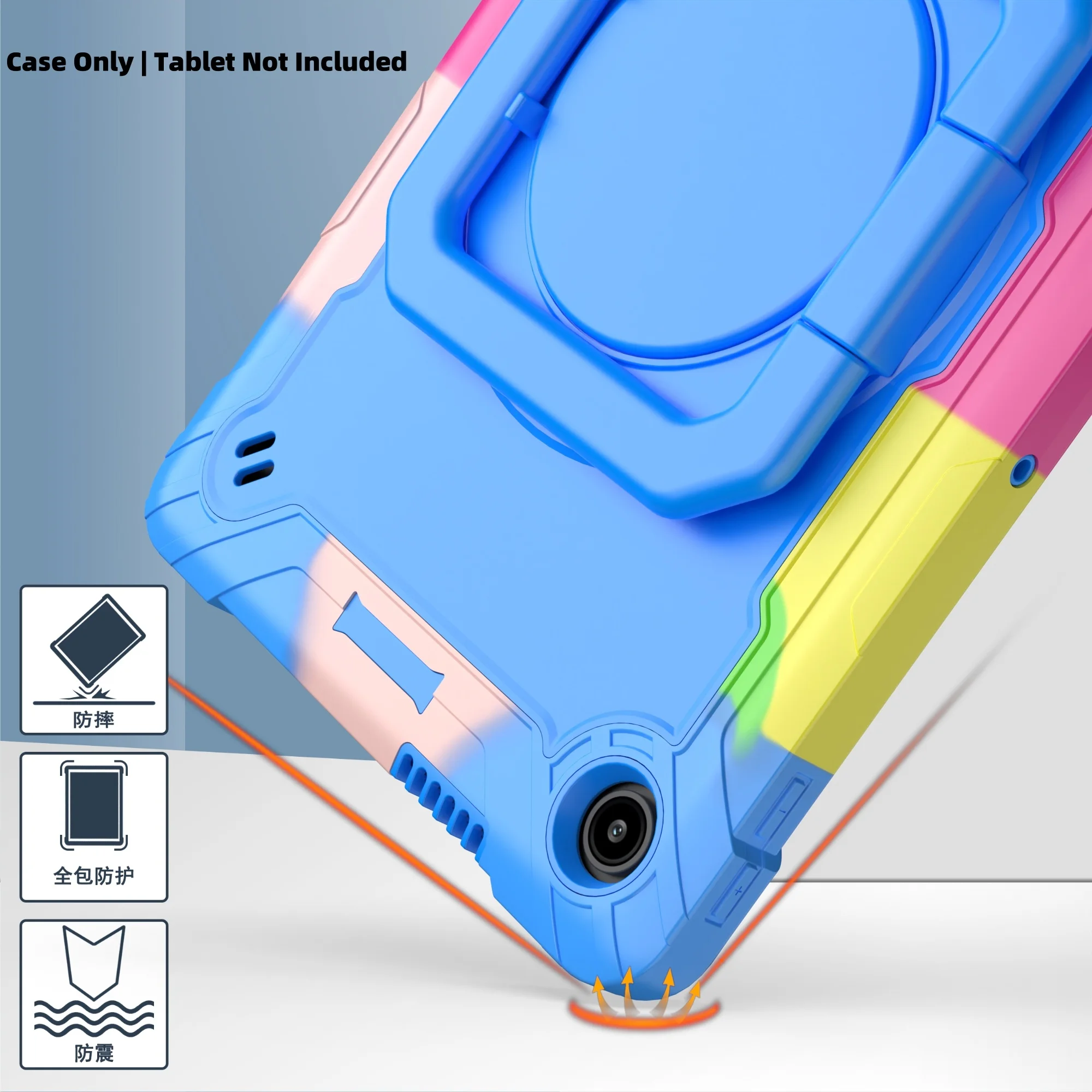 Shockproof Heavy Duty 360° Rotating Tablet Case with Stand and Shoulder Strap