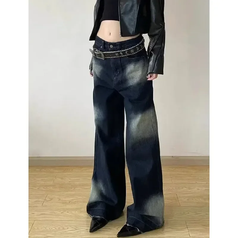 

Women's Blue Gradient Baggy Jeans Vintage Oversized Cowboy Pants Harajuku Denim Trouser 90s Y2k 2000s Trashy Clothes boyfriend