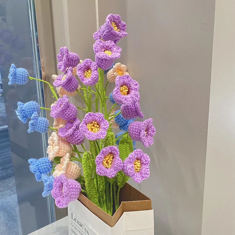 Pianta All'Uncinetto Fatta A Mano – Orchidea Campana In Vaso – Supporto Emotivo In Lana – Decorazione Per Casa, Ufficio, Auto