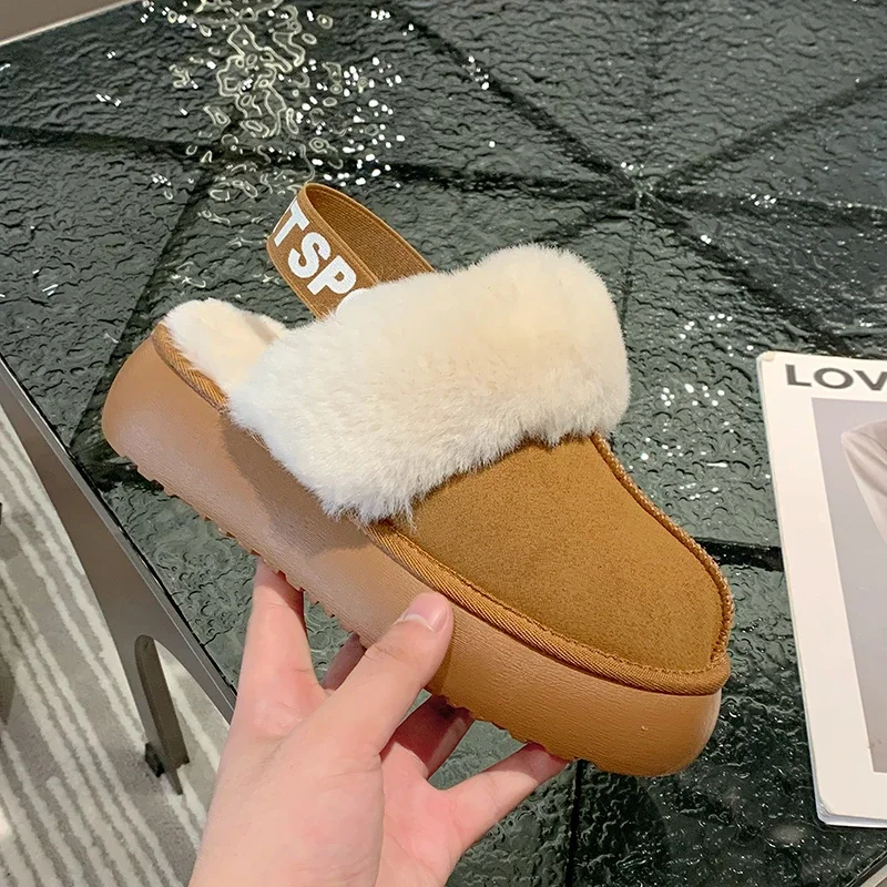 

Fashionable Winter Fur Boots Luxurious Fluffy Slippers Home Casual Boots for Women Shallow Mouth Mini Boots Comfortable Loafers