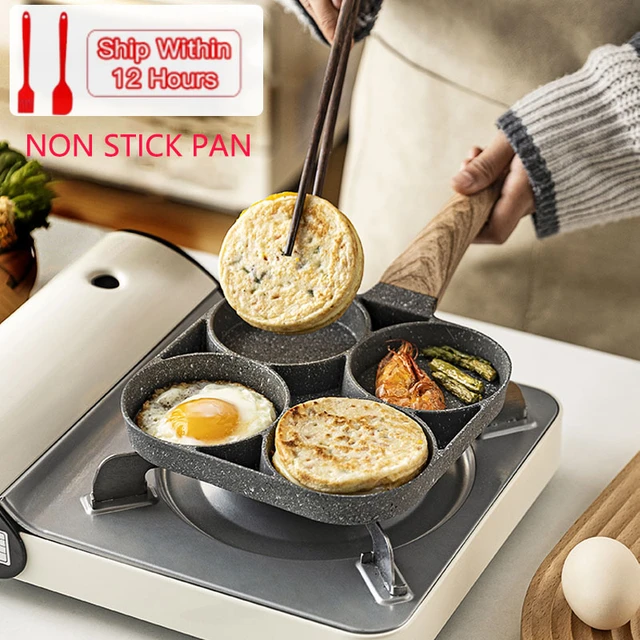 4 Trous Mini Poêle à Crêpes/Pancakes Induction, Cuiseur à œufs en Alliage  D'aluminium Pour Omelette Antiadhésive avec Brosse à Huile de Silicone pour  le Petit Déjeuner, Bacon, Hamburgers : : Cuisine et