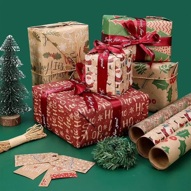 Christmas gift wrapping paper kraft paper birthday gift box