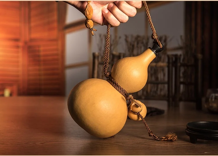 천연 조롱박 공예 수제 주류 용기 홈 장식 크리 에이 티브 물병 플라곤 아트웍 나무 공예 세련된 장식품