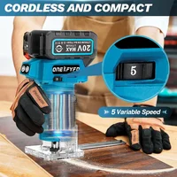 Brushless 5 Speed Wood Router Tool Cordless Milling Engraving Slotting Machine Woodworking Trimming Machine for Makita Battery 2