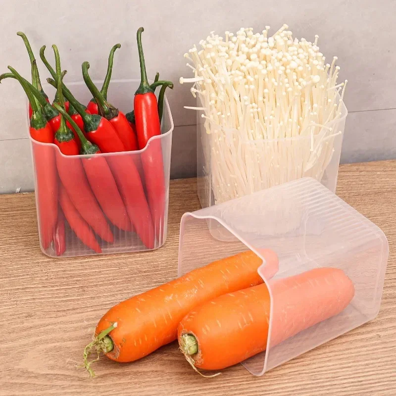 1/6PCS Fridge Side Door Storage Boxes Portable Vegetables Fruits Preservation Box Kitchen Food Grade Plastic Storage Containers 3