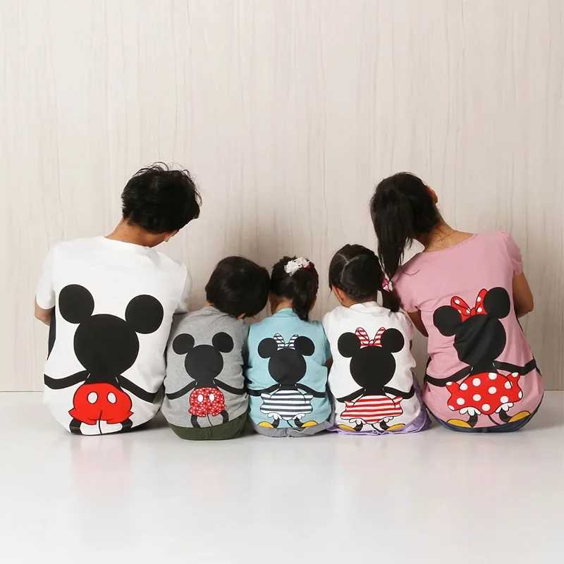 Summer Family Matching Outfit Mickey Minnie Mouse Donald Mommy Daddy Kid Son Daughter Baby Boy T-Shirt Clothes Children Top Tee Children Tshirts Children Tops