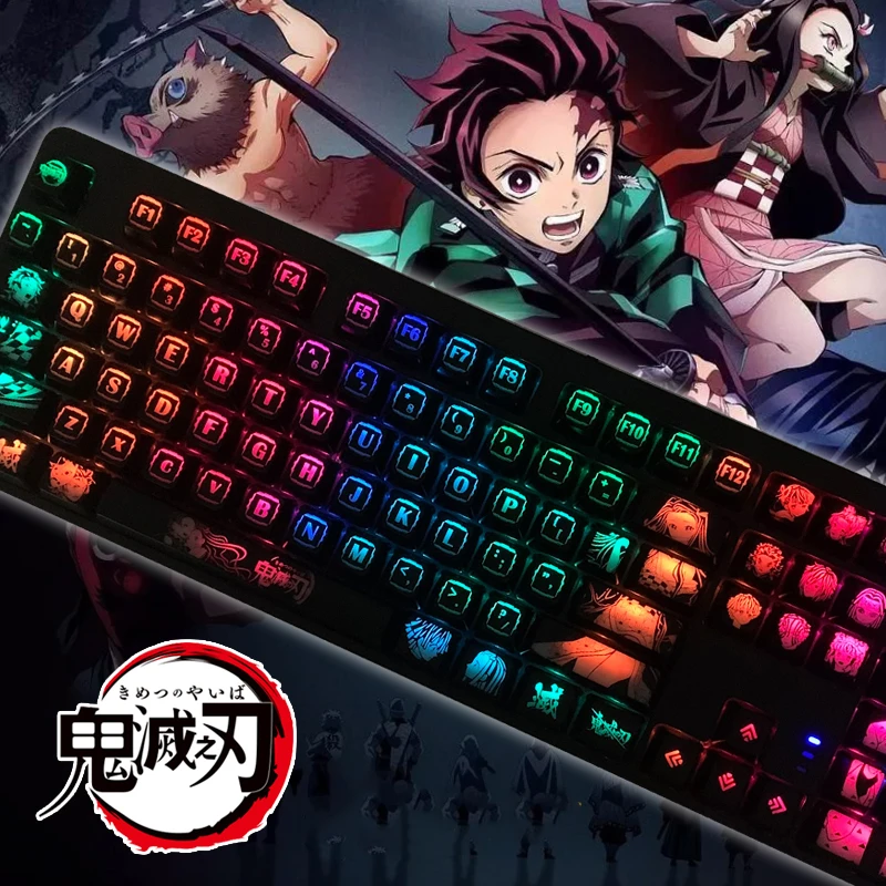 Anime Japonês Demônio Slayer Keycaps 108 Pbt Dye Sublimation Oem Profile para Cherry mx Gateron Kailh Switch Teclado Mecânico