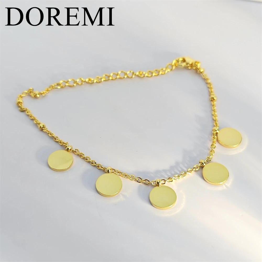 DOREMI Lettering Bracelet Coin Stainless Steel   Engrave Coin Letter Bracelet Women Gift Charm Jewelry