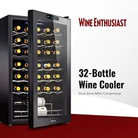 Enthusiast 32-Bottle Dual Zone MAX Compressor Wine Cooler - Freestanding Refrigerator with Split Storage & Temperature, Digital 2