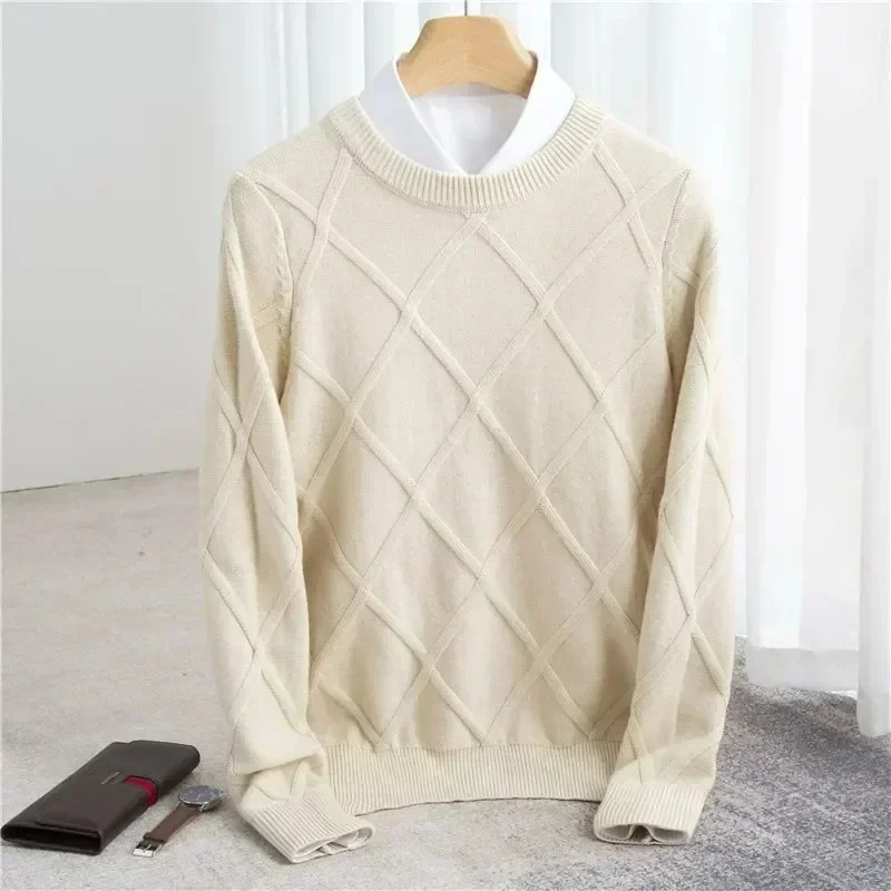 Men Cashmere Sweater Autumn Winter Soft Warm Jersey Jumper Robe Hombre Pull Homme Hiver Pullover O-Neck Knitted Sweaters