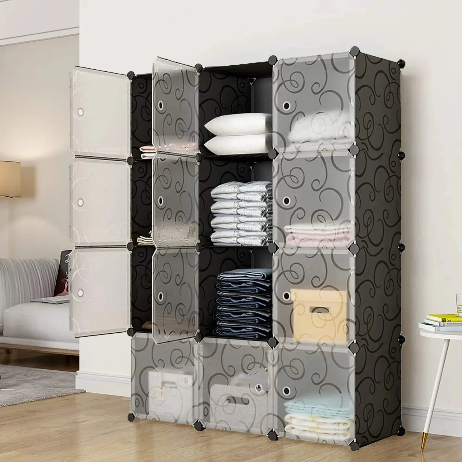 US Cube Storage 12-Cube Storage Organizer Cabinet, Display System DIY Bookshelf Organizer Shelves Plastic