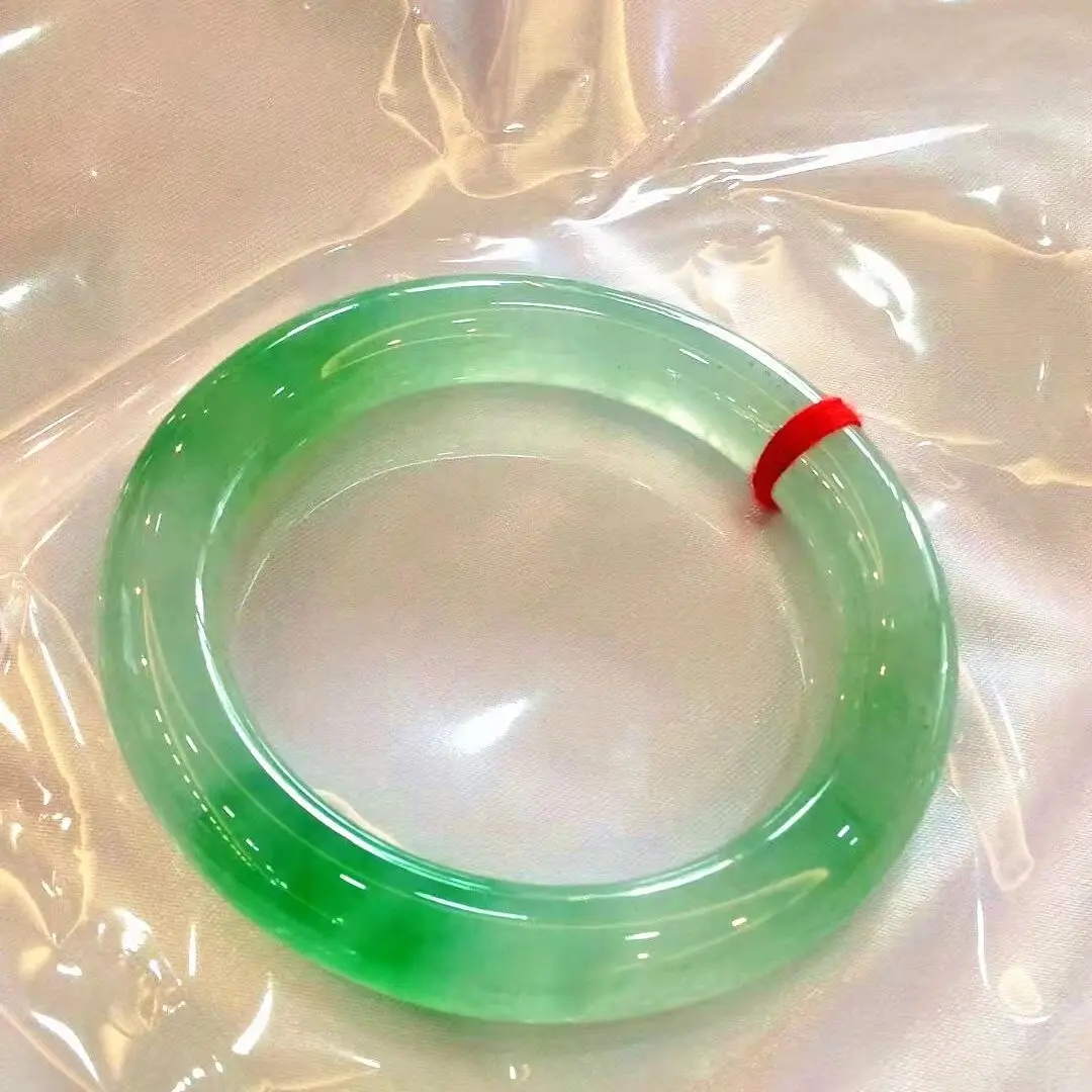 

Excellent A Goods Natural Myanmar Jadeite Bangle Rare Ice Floating Flower Green Round Jade Bracelet Ladys Women Fine Jewelry