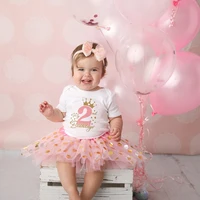 1 / 2 Year Baby Girl Clothes Birthday Party Tutu Dress Set Newborn Baby Girls Birthday Outfits Toddler Infant Girls Costume 1