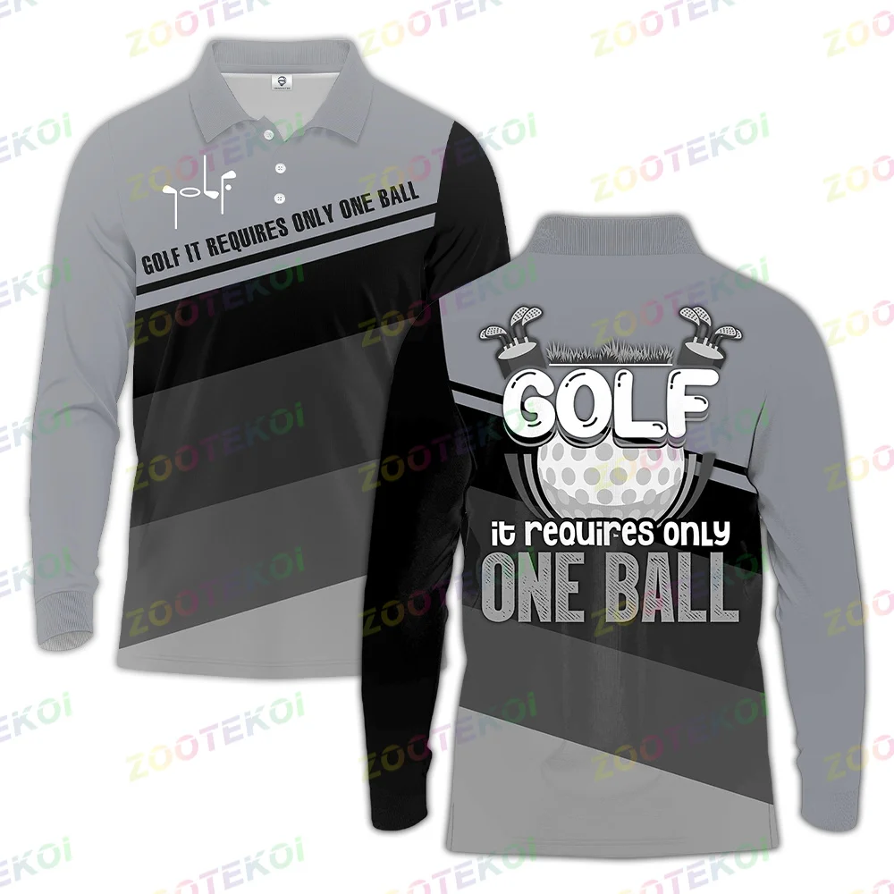 Golf Polo Shirt It Requires Only One Ball Short Sleeve Button &Zipper Polo Shirt For Men