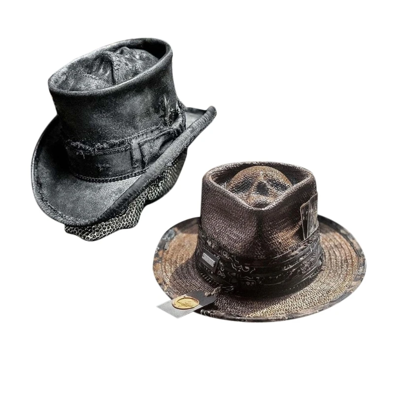 

Q0KE Adult Halloween Cowboy Hat Trendy Western Headgear Decoration for Halloween Enthusiasts Party Present Gift