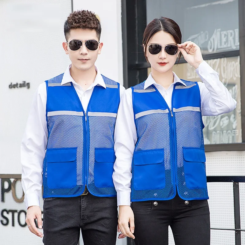 

Mesh Photographer Vest with Multi Pockets Reflective Night Warning Fishing Vest for Man Plus Size 4XL Engineer Work Wear Vest 4X