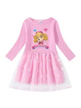  Paw Patrol Dress Long Sleeved T-shirt Cotton Girl Clothes Spin Master Kids Clothing Cartoon Tops Anime Printed Fashion Children 