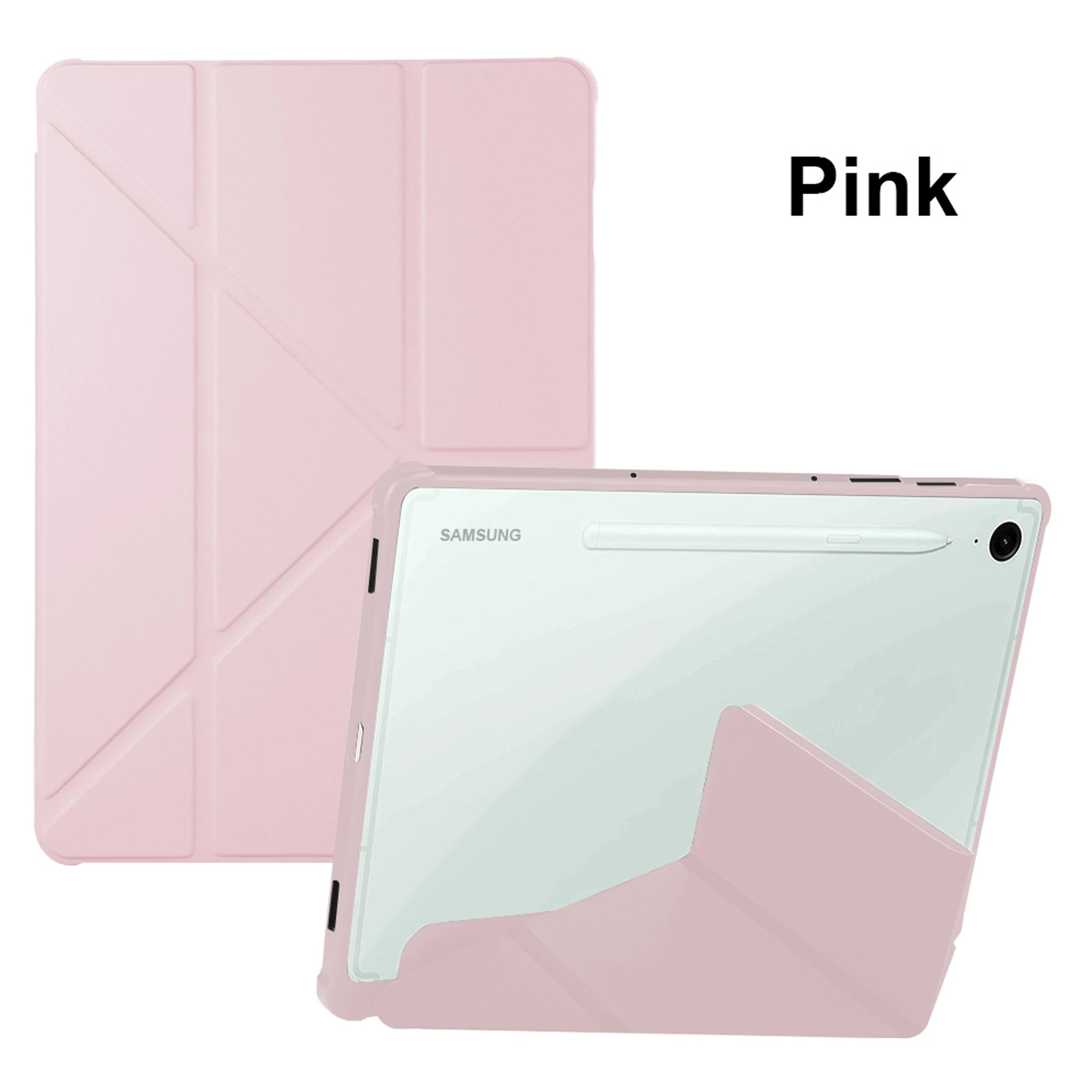 Y-Fold Multi-Angle Folding Tablet Case with Pen Slot