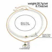 KunJoe 2Pcs/Set Retro Imitation Pearl Choker Necklace for Men Hip Hop Green Rhinestone Star Pendant Necklace Fashion Jewelry New - Image 5