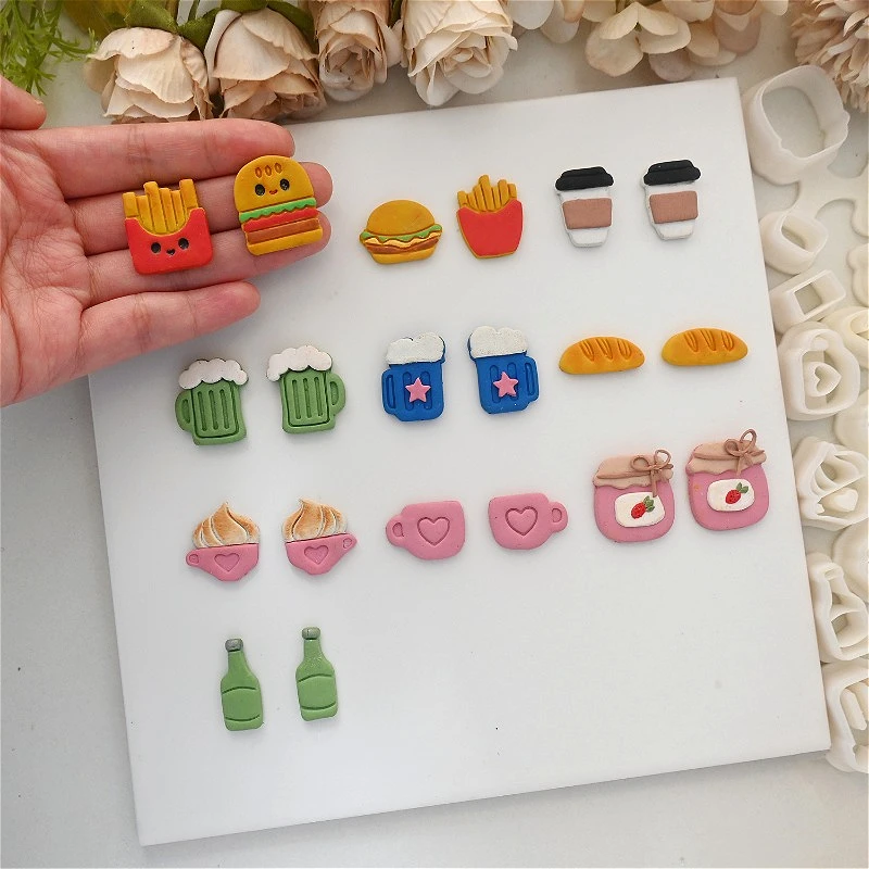 Cute Fries/burger/cup Styling Polymer Clay Mold DIY Earring Brooch Jewelry Styling Polymer Clay Cutter Pottery Tools
