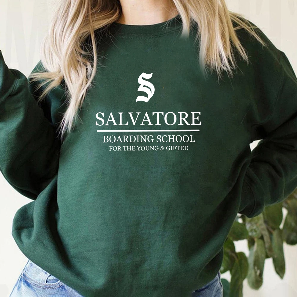 Tv Show Vampire Diaries Felpa Salvatore Boarding School Felpa Con Cappuccio Felpe Girocollo Damomo Amburo Salvatore Mystic Falls