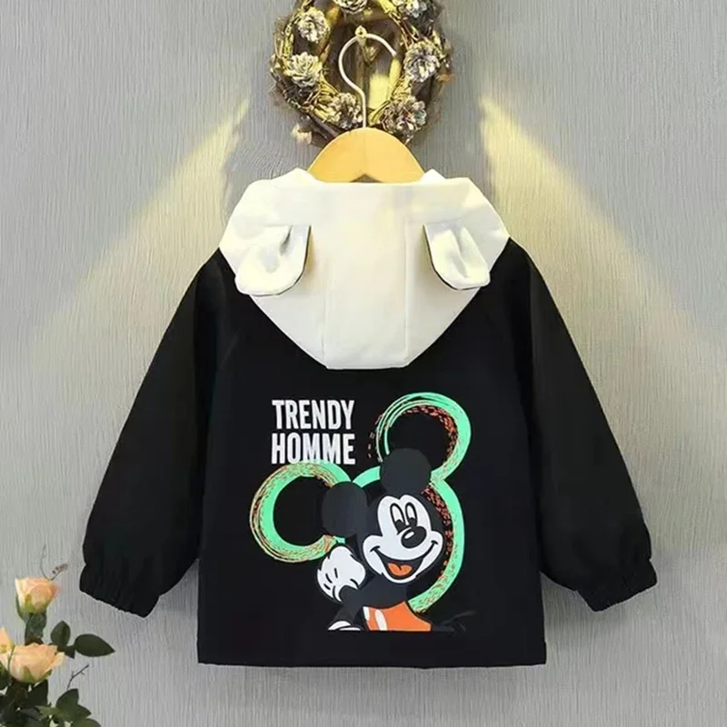 Children Outerwear Boys Spring Autumn Coats Kids Jackets Mickey Spiderman Hooded Windbreaker With Hat Children Zipper Outerwear Baby Girls Clothes