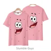 2024 Summer New Boys Clothes Girls 3D SpongeBob SquarePants Round Neck T-shirt Kids Street Leisure Sports Large Breathable Tops 2