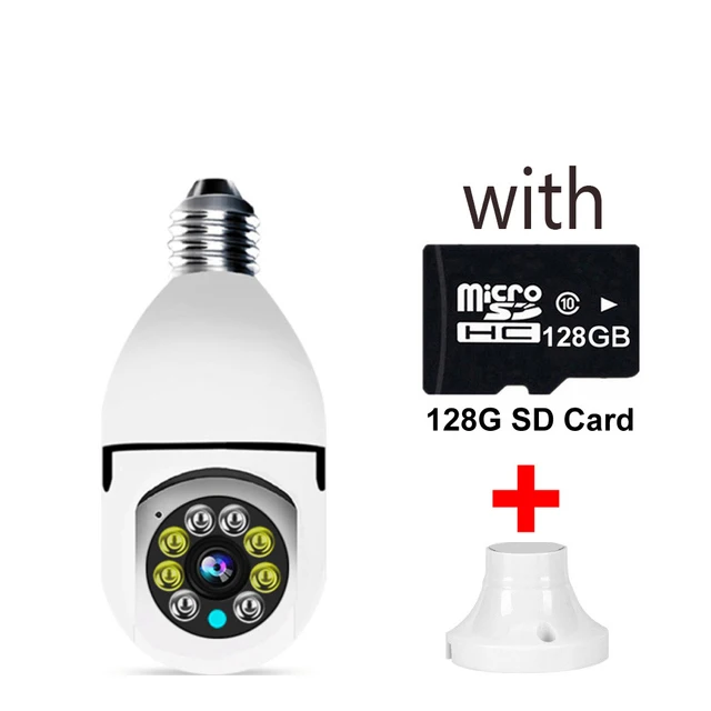 360° E27 LED Bulb Full HD 1080P Wireless Home Security WiFi CCTV IP Camera Two Way Audio Panoramic Night Vision Camera 128GB SD