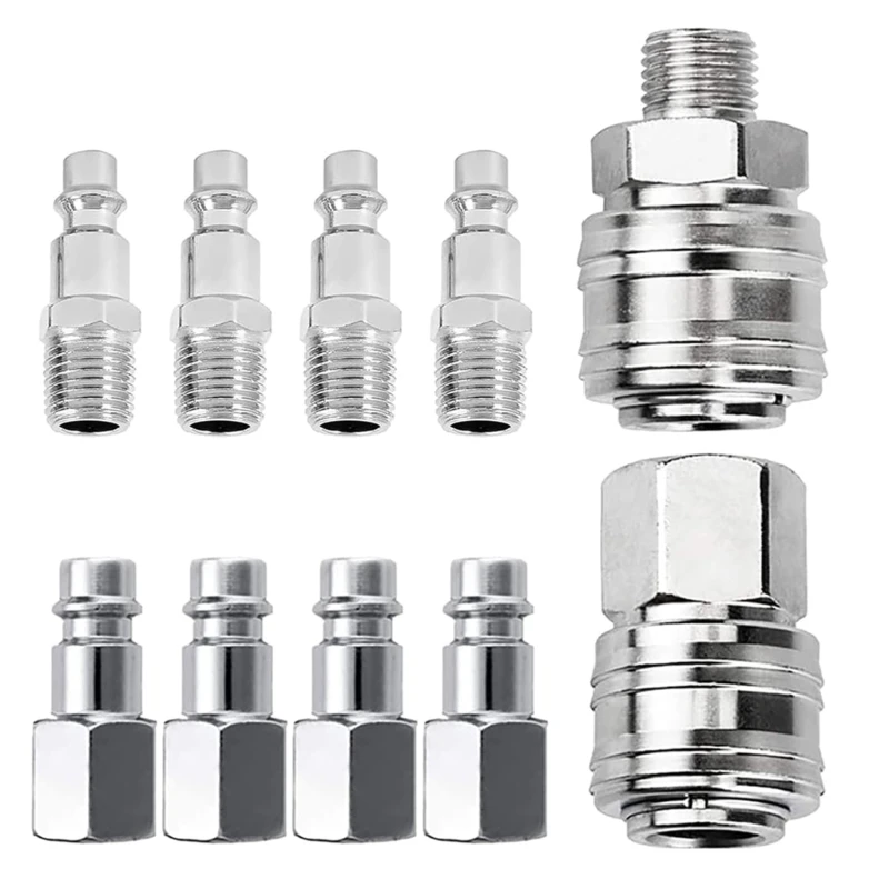 Confezione Da 10 Raccordi Rapidi Bsp Da 1/4" Per Tubi Flessibili Per Compressa Per Tubi Euro Compressore D